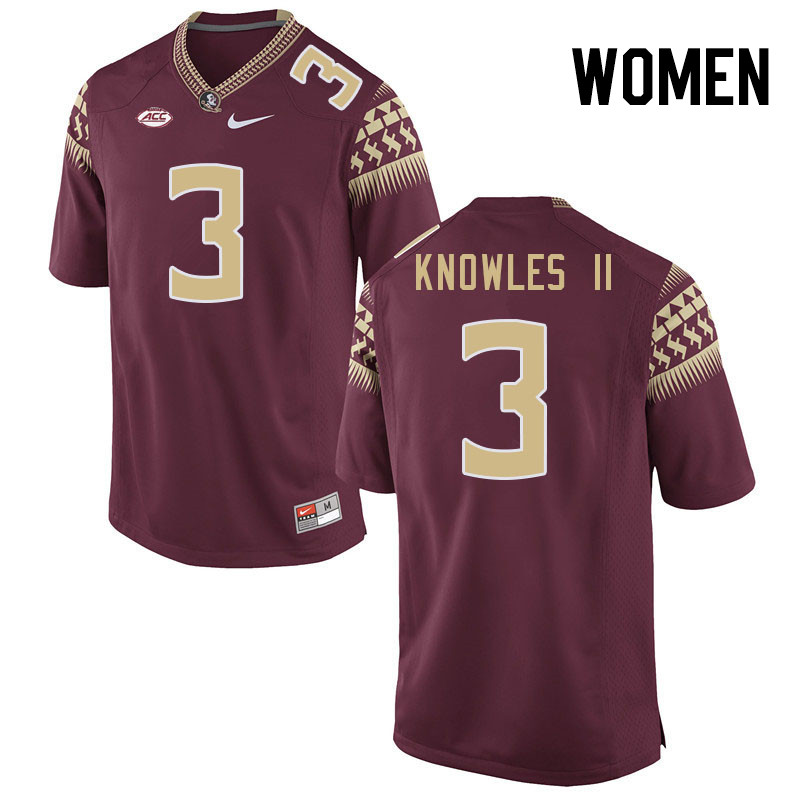 Women #3 Kevin Knowles II Florida State Seminoles College Football Jerseys Stitched-Garnet